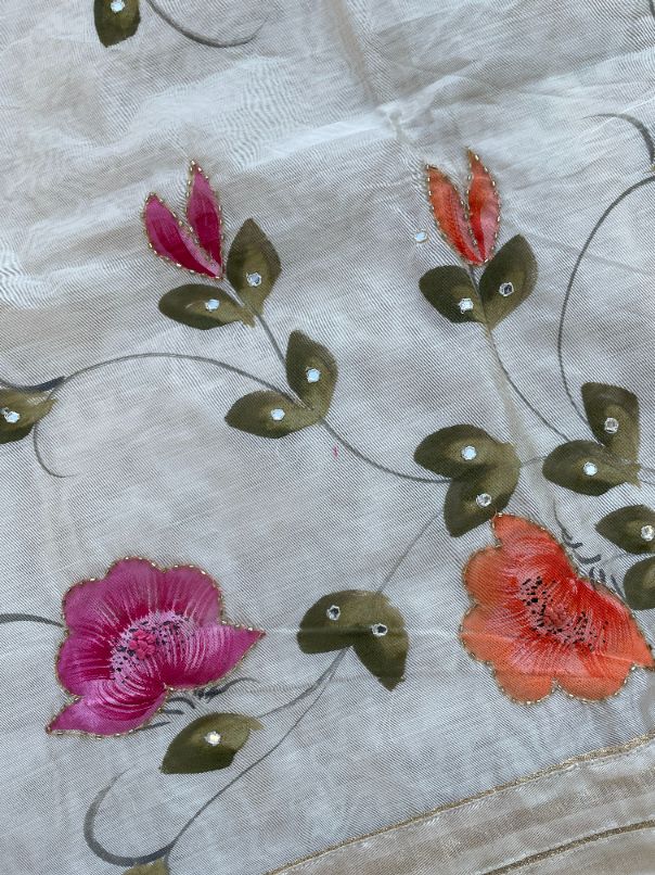 Ivory Pure Georgette Multicolour Embroidery Kamdani Suit – Dress365days